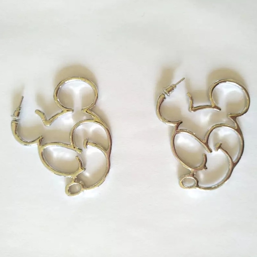 Mickey Mouse Hoop Silver Earrings